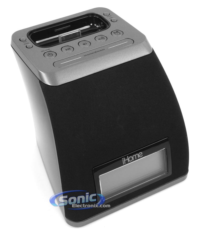 iHome iP21GVC SpaceSaver Alarm Clock iPhone/iPod Speaker Dock (Black) Image 2