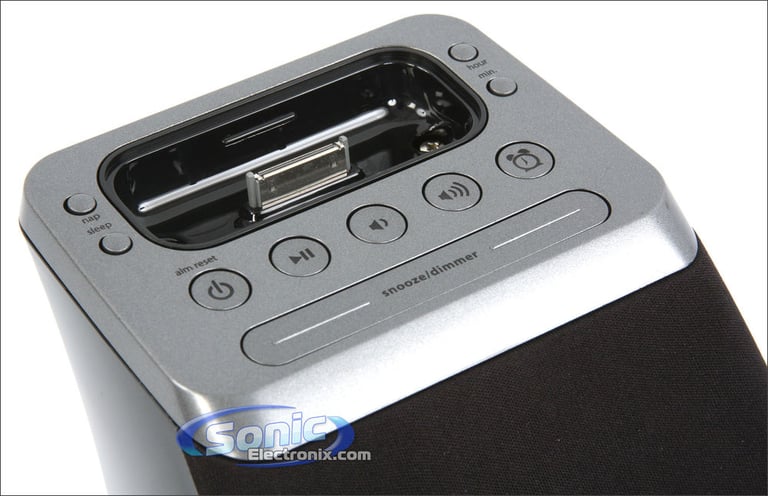 iHome iP21GVC SpaceSaver Alarm Clock iPhone/iPod Speaker Dock (Black) Image 3