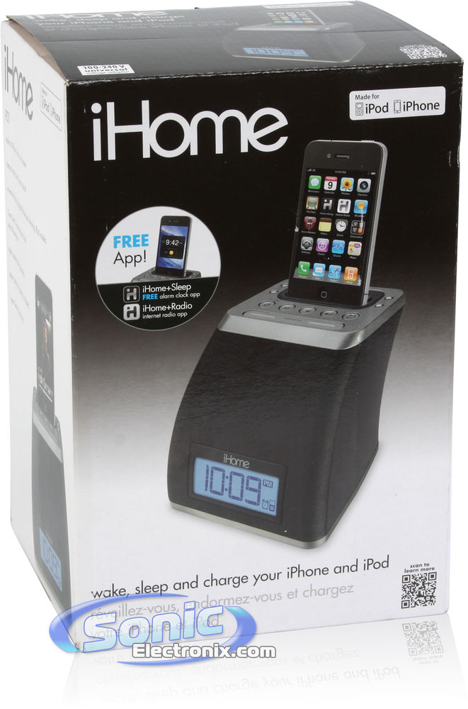 iHome iP21GVC SpaceSaver Alarm Clock iPhone/iPod Speaker Dock (Black) Image 7