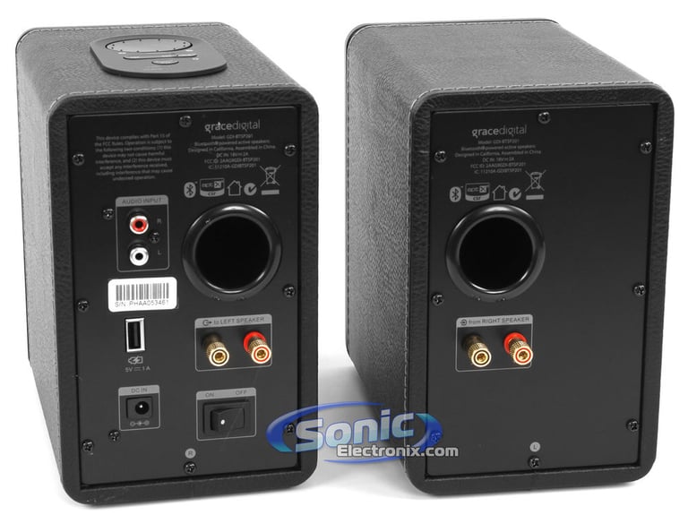 Grace Digital GDI-BTSP201 Wi-Fi Wireless Bluetooth Bookshelf Speakers (Black) Image 2