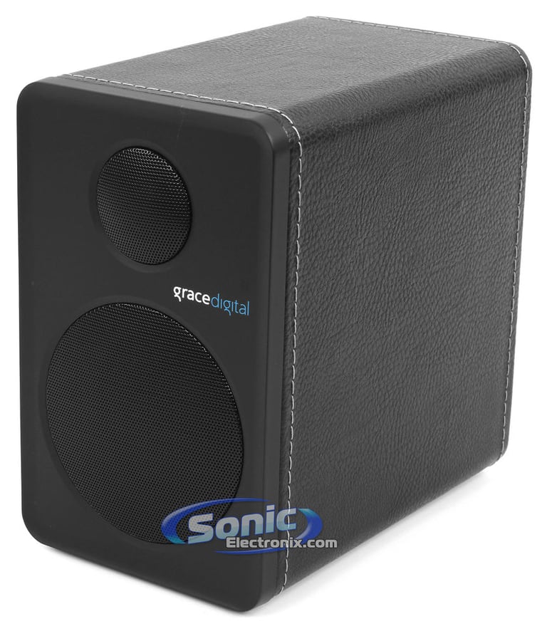 Grace Digital GDI-BTSP201 Wi-Fi Wireless Bluetooth Bookshelf Speakers (Black) Image 7