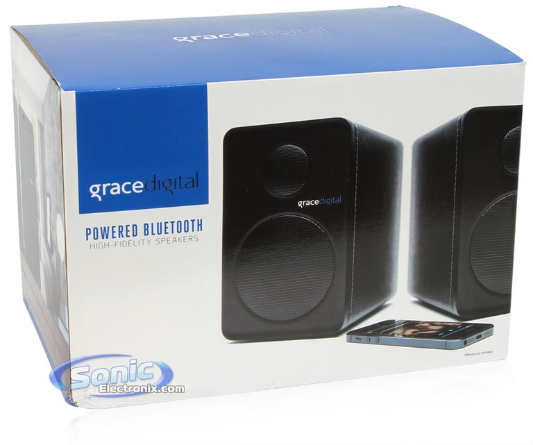 Grace Digital GDI-BTSP201 Wi-Fi Wireless Bluetooth Bookshelf Speakers (Black) Image 11