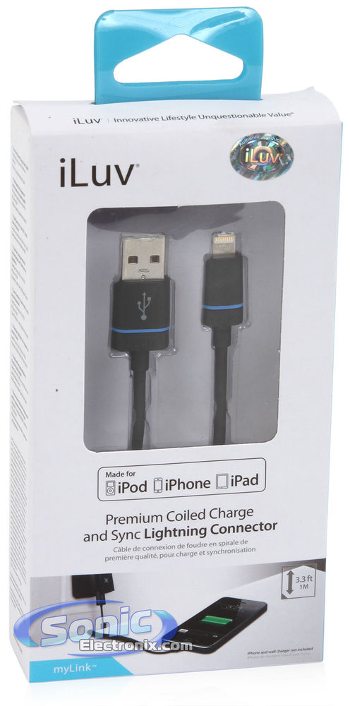 iLuv iCB261BLK Coiled Lightning Cable iPhone/iPad Sync/Charge Cord (3.3-Feet) Image 3