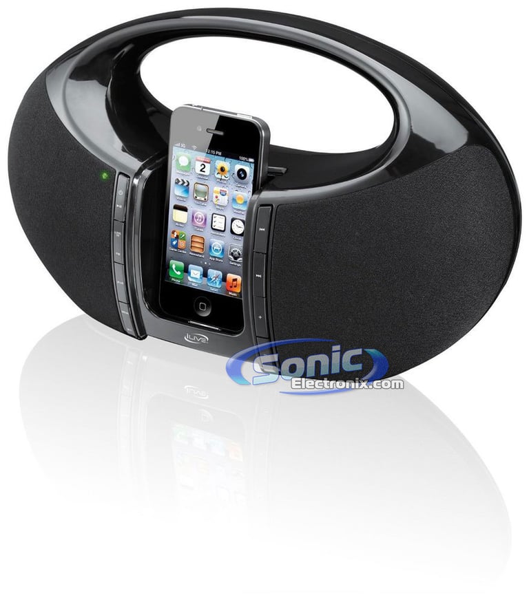 iLive IBP182B Portable iPhone/iPod FM Radio Boombox Speaker Dock Open Box Image 5