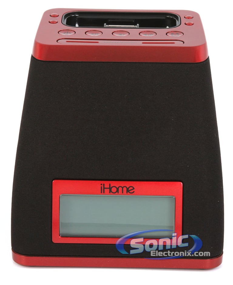 iHome iP21RV Space Saver Alarm Clock iPhone/iPod Speaker Dock (Red) Image 2