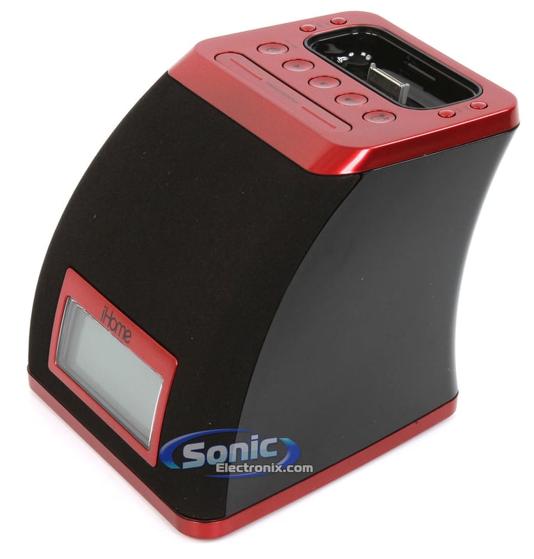 iHome iP21RV Space Saver Alarm Clock iPhone/iPod Speaker Dock (Red) Image 3
