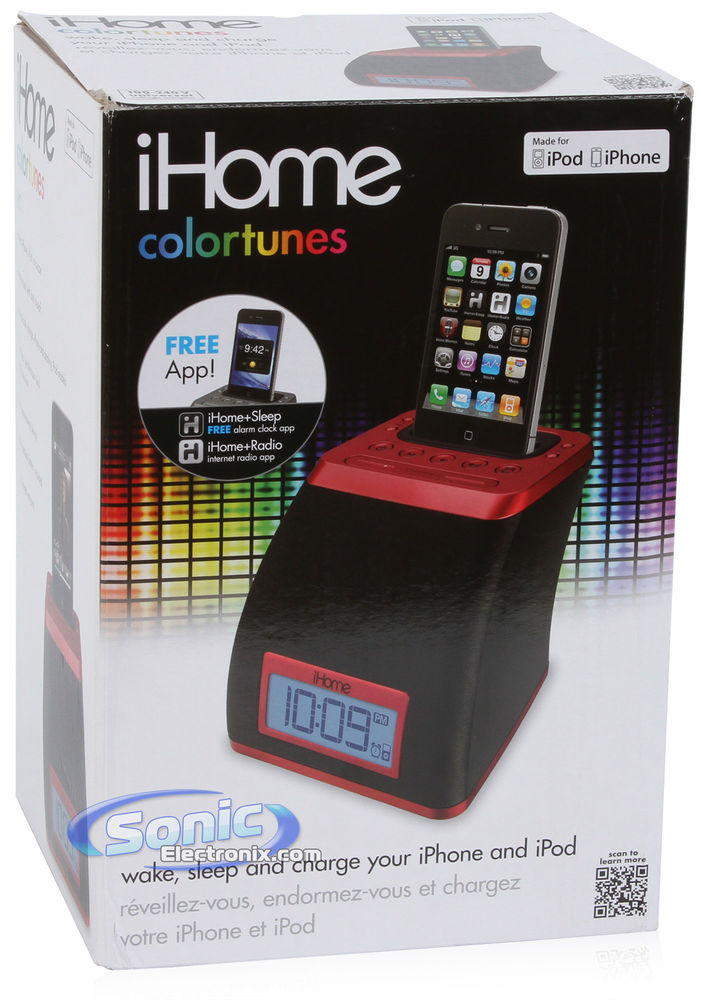 iHome iP21RV Space Saver Alarm Clock iPhone/iPod Speaker Dock (Red) Image 9