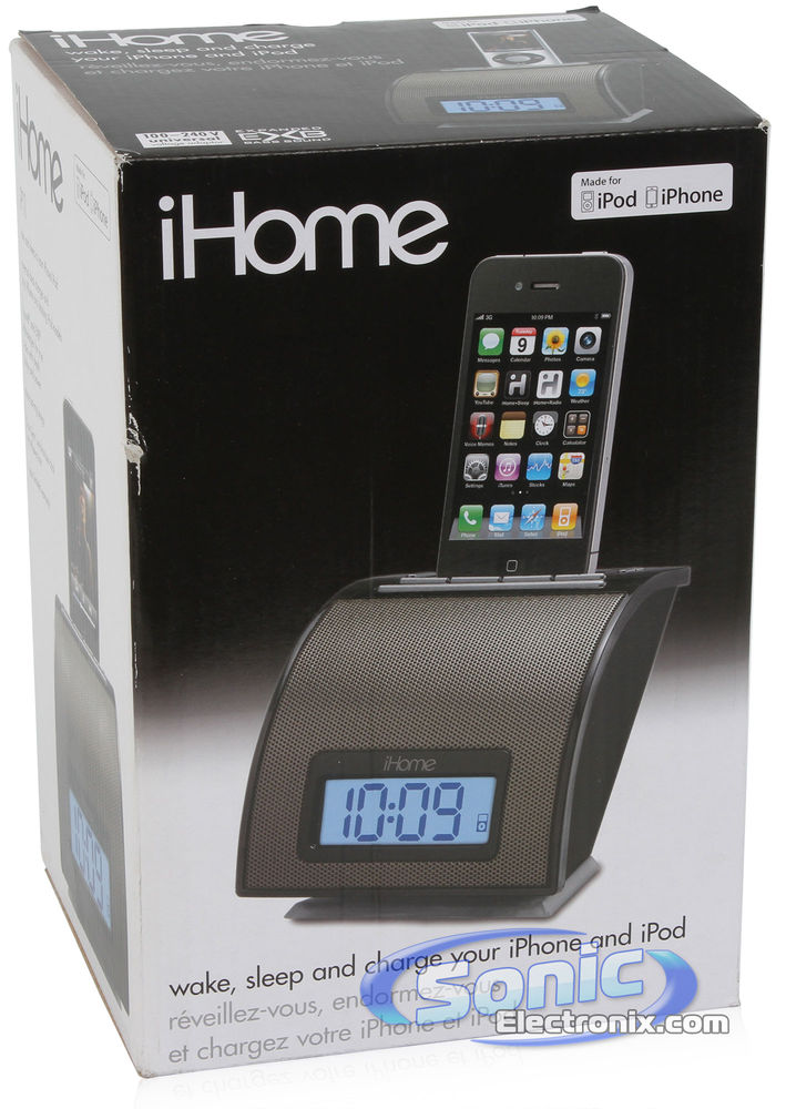 iHome IP11B Spacesaver Alarm Clock iPod/iPhone Speaker Dock (Black) Image 9