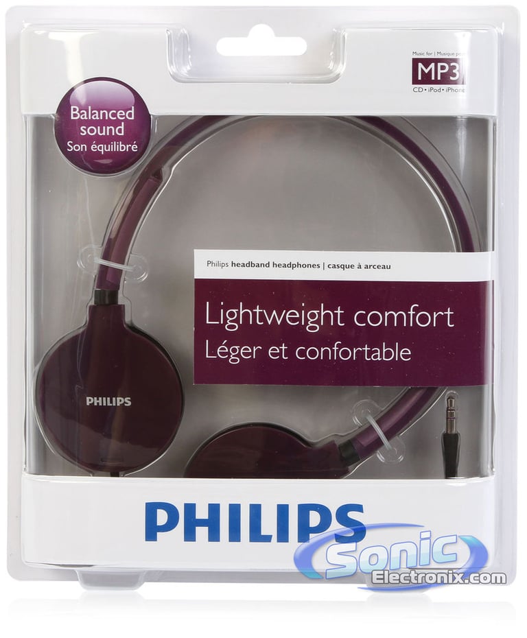 Philips SHL1700PP Lightweight Padded On-Ear Headphones (Purple) Image 9