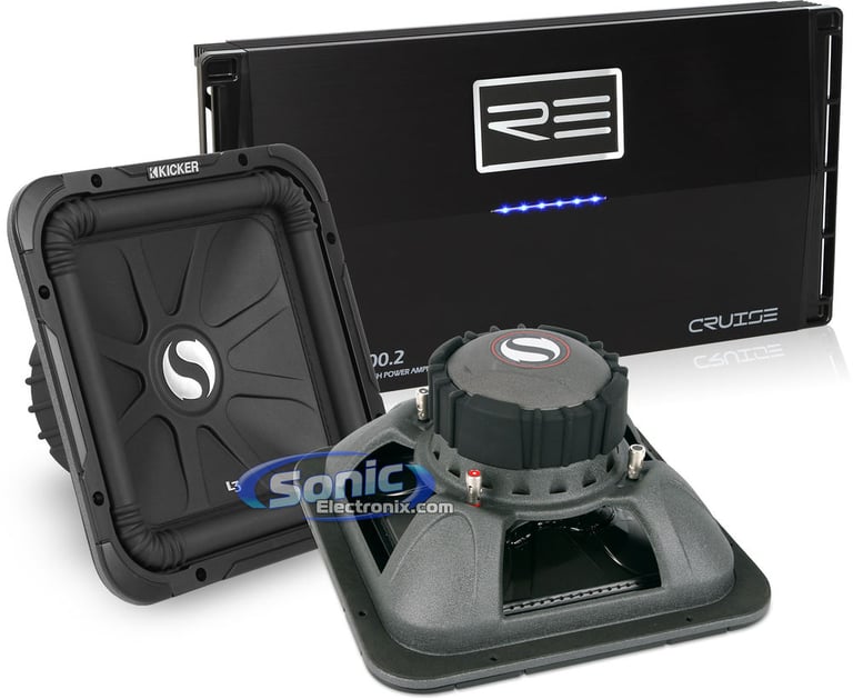 Pair Kicker Solo-Baric Subwoofer + RE Audio Amp Image 1