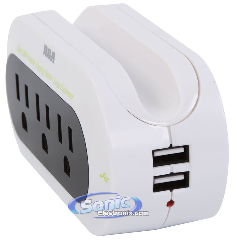 RCA PCHSTAT2R Portable Travel Surge Protector Charging Station (White) Image 4