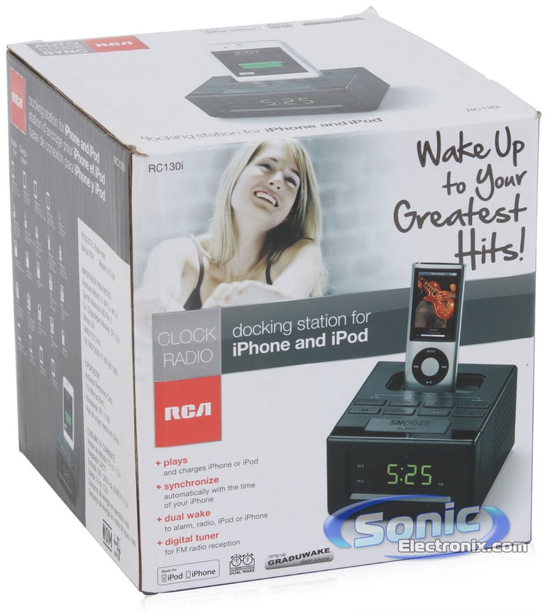 RCA RC130i Alarm Clock IPod/iPhone Speaker Dock (Black) Image 5
