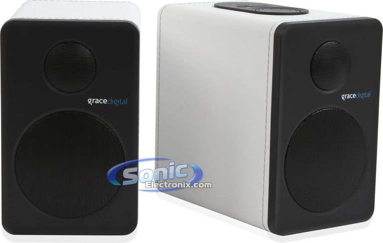 Grace Digital GDI-BTSP208 Wi-Fi Wireless Bluetooth Bookshelf Speakers (White) Image 1