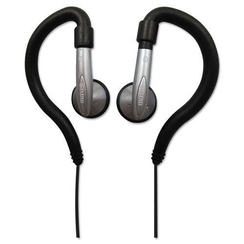 Maxell EH-130 (190565) Sports Style Stereo Ear Hooks - Silver/Black Image 1