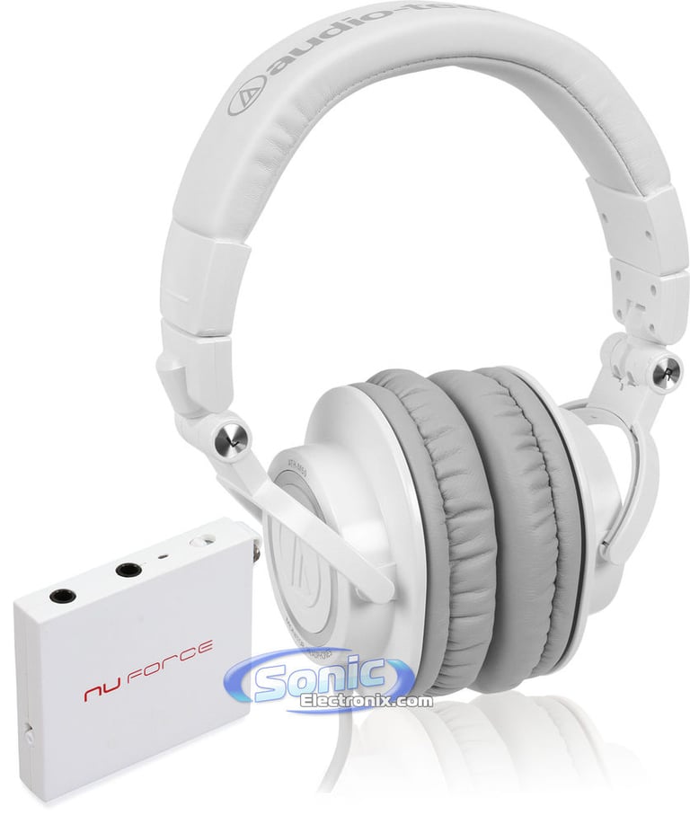 Audio Technica ATH-M50 Monitor Headphones and NuForce MMP Portable Amplifier (White) Image 1