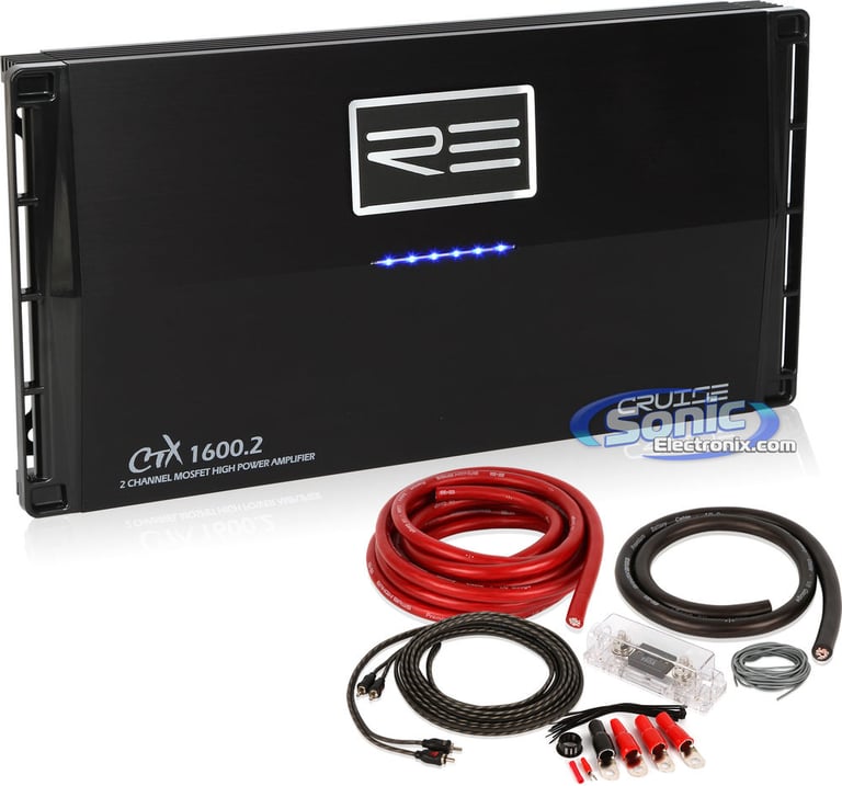 RE Audio CTX-1600.2 + 0 Gauge Amplifier Wiring Kit Image 1