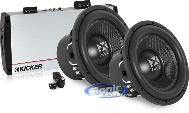 Kicker KX2400.1 Amp + (2) NVX VCW122 Subs Image 1