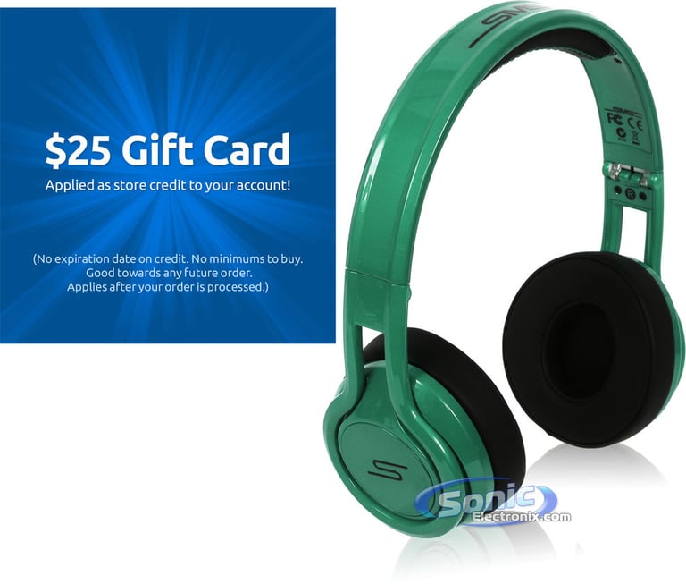 SMS Audio SMS-ONWD-GRN + $25 eGift Card Image 1