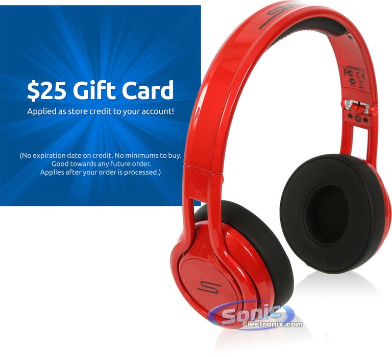 SMS Audio SMS-ONWD-RED + $25 eGift Card Image 1
