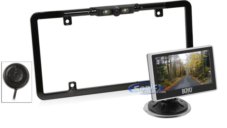BOYO Vision License Plate Frame Rear-View Back-Up Camera and In-Car Digital Rear View Monitor Image 1