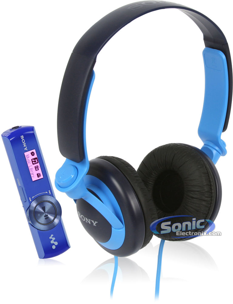 Sony NWZ-B173F MP3 Player + MDR-XB200 Headphones - Blue Image 1