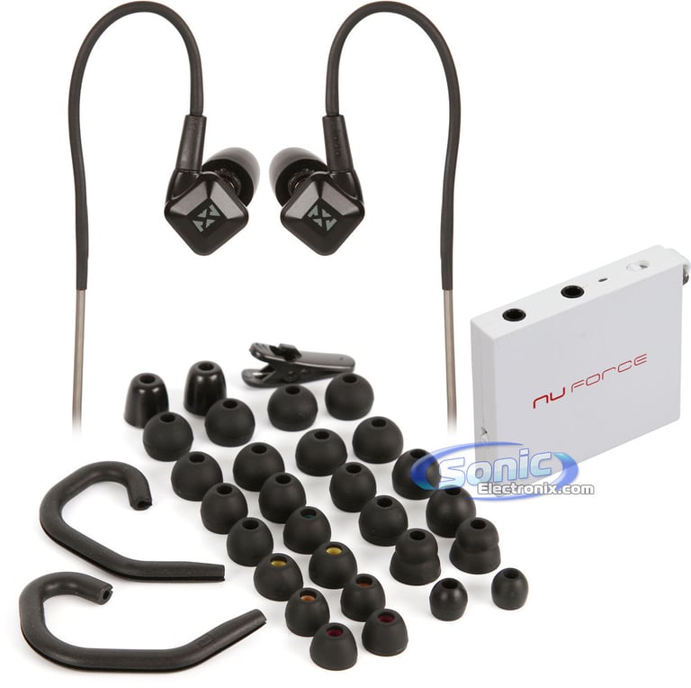 NuForce MMP White Mobile Music Pump Headphone Amp + NVX EX10s In-Ear Monitors Image 1
