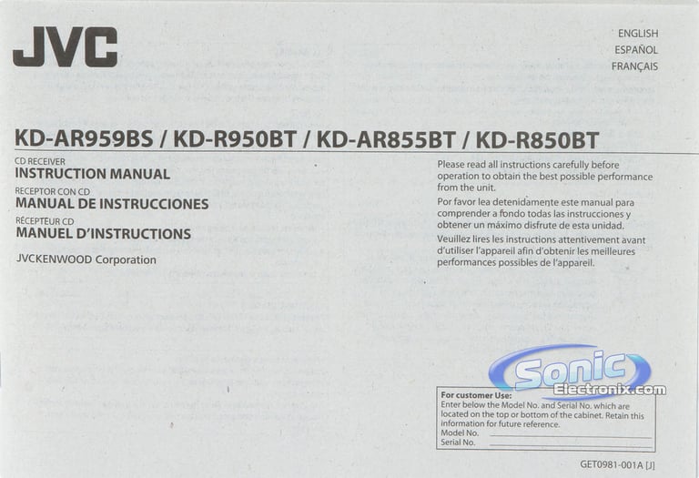 JVC KD-R850BT (Factory Refurbished) Image 9