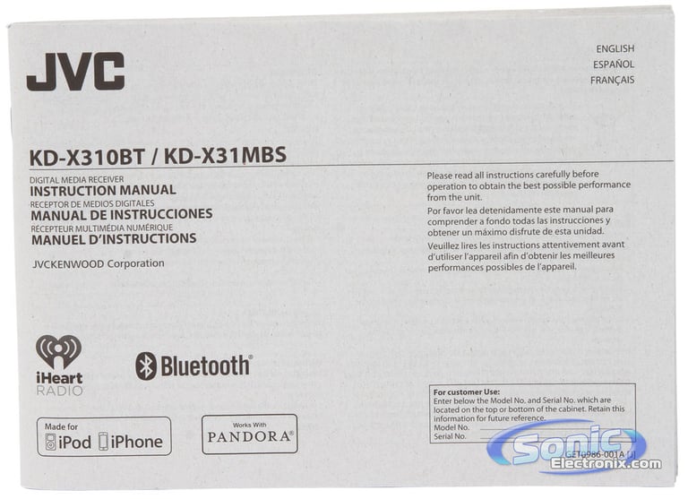 JVC KD-X310BT (factory refurbished) OPEN BOX INCOMPLETE Image 9