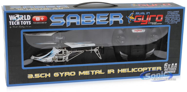 Saber 3.5 Ch Electric RC Helicopter w/ Gyro (White) Image 8