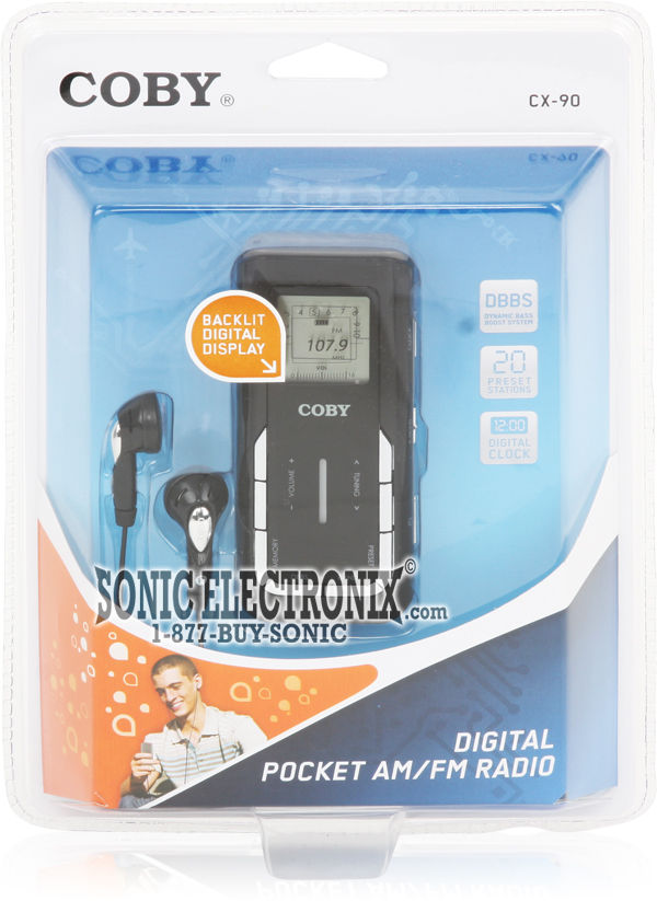 Coby CX90BLK (CX-90BLK) Black Portable AM/FM Mini Pocket Radio Image 2