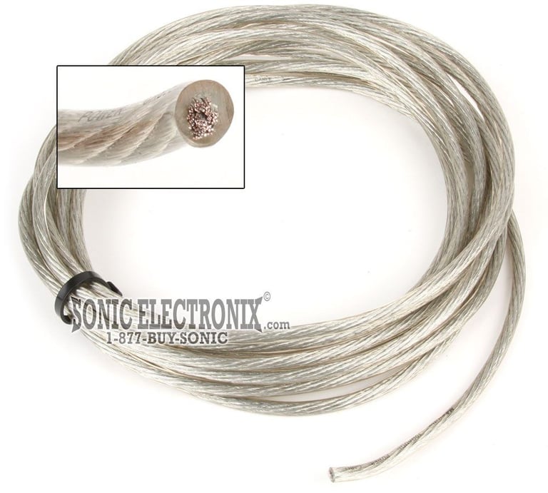 PRECUT 20 ft. - 10 Gauge CLEAR Power / Ground Wire -- color: CLEAR Image 1