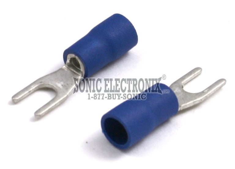 Spade Terminal 100 Pack 16-14 Gauge Blue Width #6 Image 1