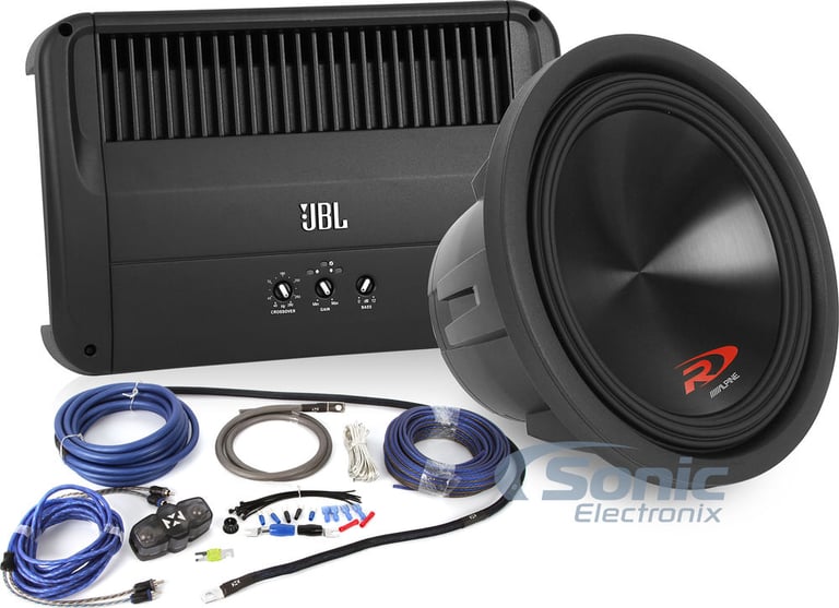 1000 Watts Total: Alpine Subwoofer & JBL Amplifier + Amp Kit Image 1