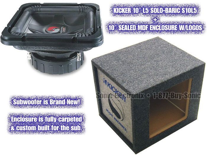 Kicker S10L5 10" Solo-Baric + 10" Logo Enclosure Image 1