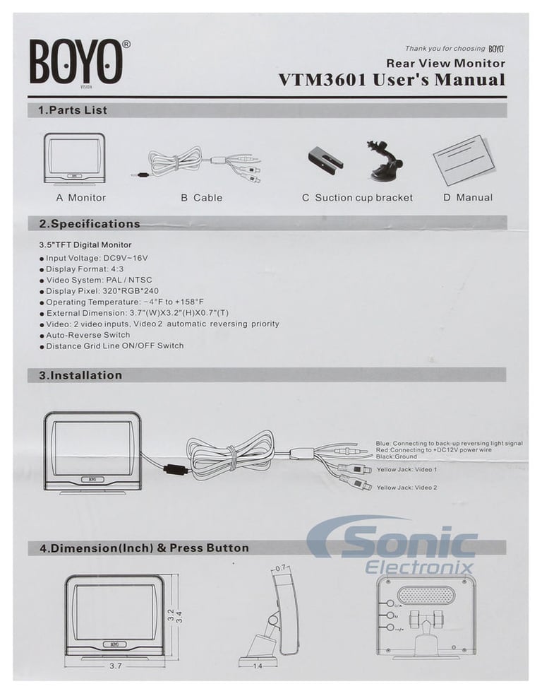 BOYO Vision VTM3601 Image 4
