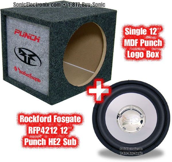 Rockford Fosgate RFP4212 + Matching MDF Punch Logo Enclosure Image 1