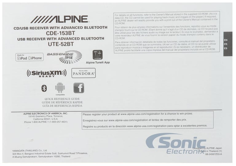 Alpine UTE-52BT Open Box Missing (Good, Used) Image 9