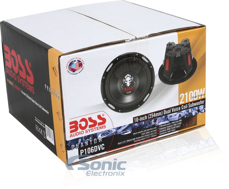 Two 2100 Watt Max P106DVC Subwoofers + Boss AR1600.2 Amplifier w/ Wiring Kit Image 14