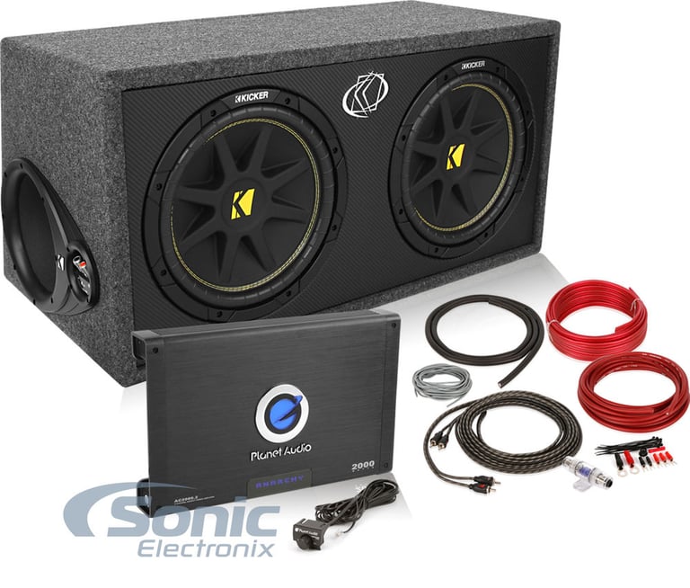 NEW Kicker 10DC122 Dual 12" 600W Loaded Car Audio Subwoofers Subs+Box+Amplifier+Amp Kit Image 1
