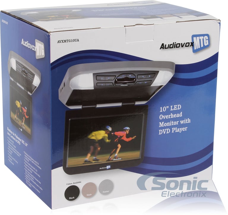 Audiovox Dual 7" Headrest Monitors + 10" Overhead Monitor w/ Built-in DVD Player Image 16