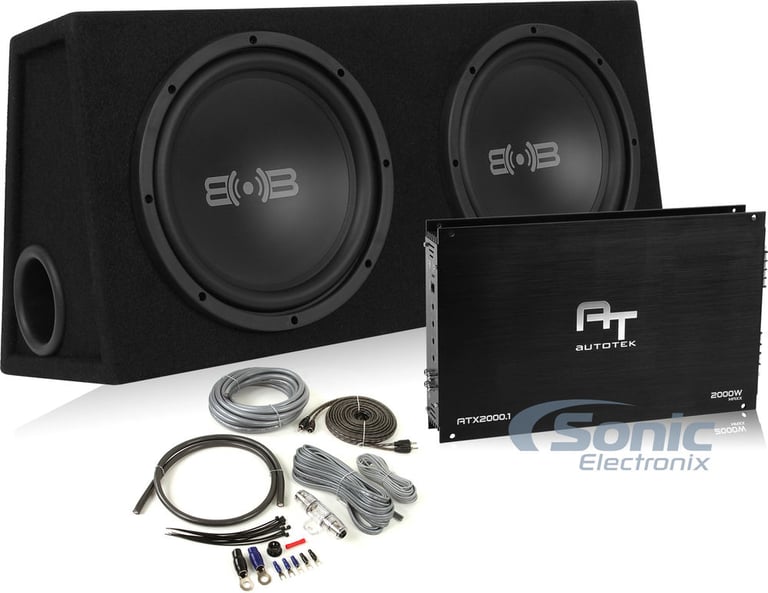 Belva Dual 10" Ported Enclosure + 2000W Monoblock Amp and Kit Image 1