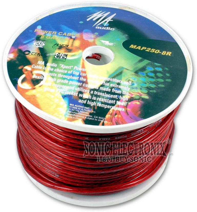MA Audio MAP250-8R -- 8 Gauge, 250 ft. RED Image 1