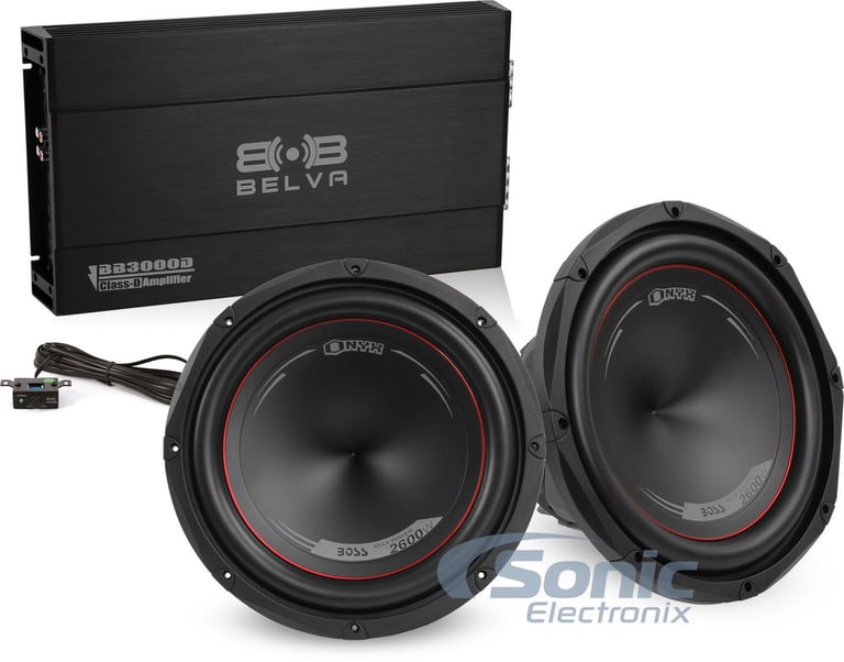 3000 Watt Package: 2) Boss NX120DVC Subs + Belva BB3000D Amp Image 1