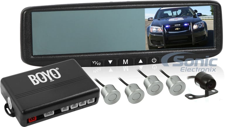 Rearview Monitor, Camera & Parking Sensor Package (BOYO Vision VTB44MCP-CR) Image 1