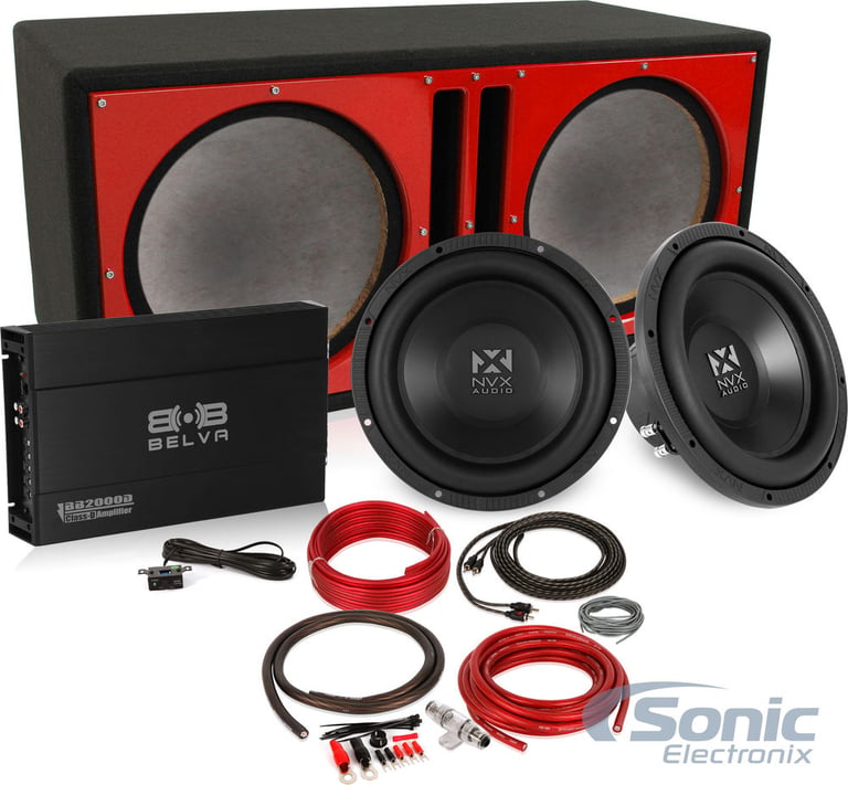 Dual 12" NVX N-Series Bass Package with Box, Amp, & Wire Kit Image 1
