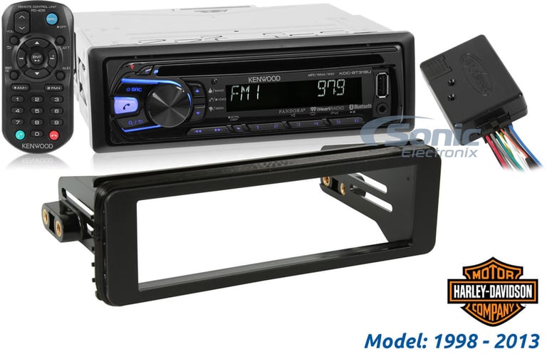 Kenwood 1998-2013 Harley Davidson Bluetooth Stereo & Installation Combo Image 1