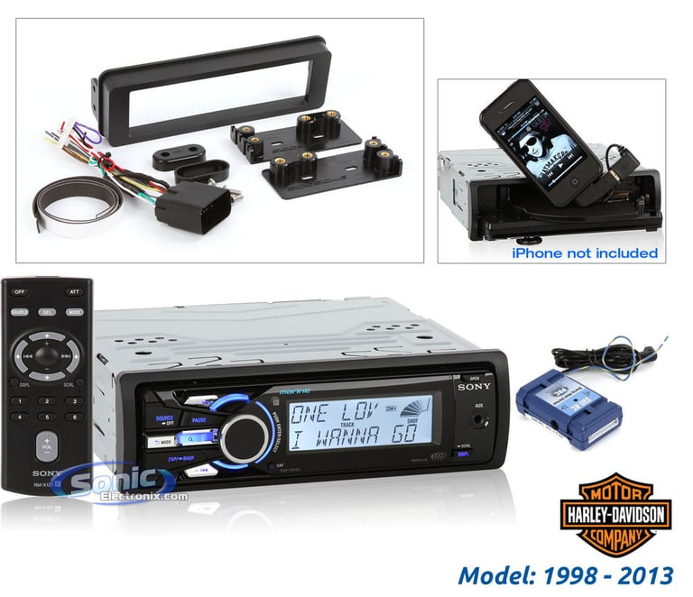 Sony 1998-2013 Harley Davidson Stereo & Installation Combo Image 1