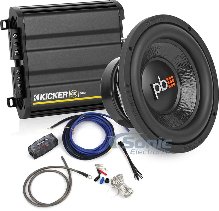 650W PowerBass M-104D Subwoofer + Kicker Bass Package Image 1