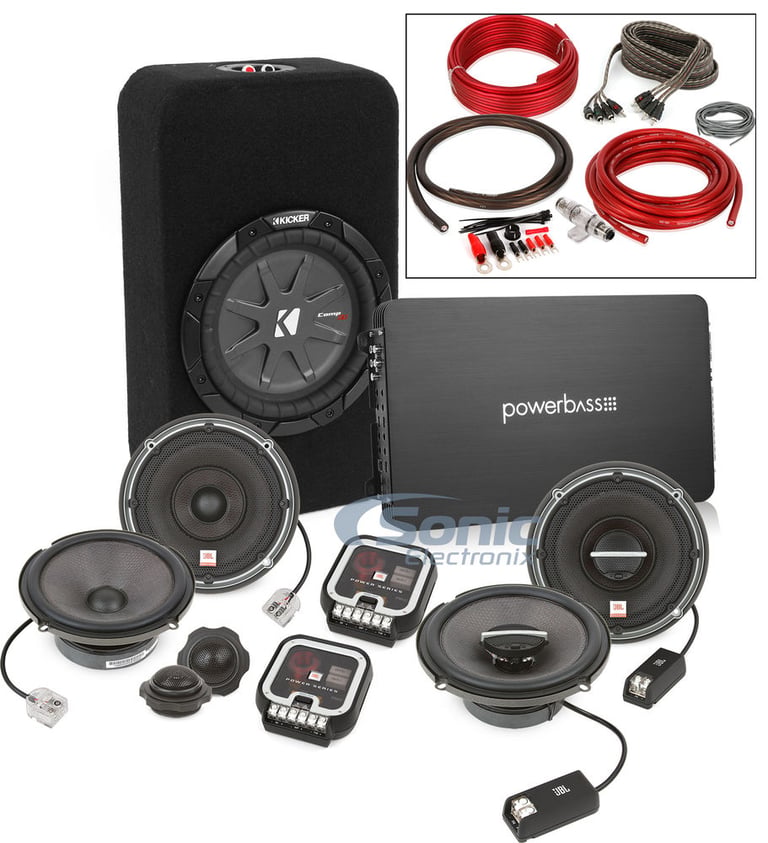 PowerBass + JBL + Kicker Car Audio Upgrade Package Image 1