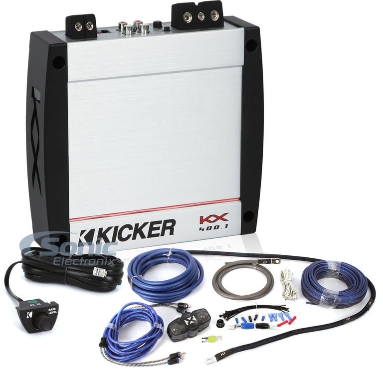 Kicker KX400.1 (40KX400.1) Mono Amplifier + Free NVX Amp Kit Image 1